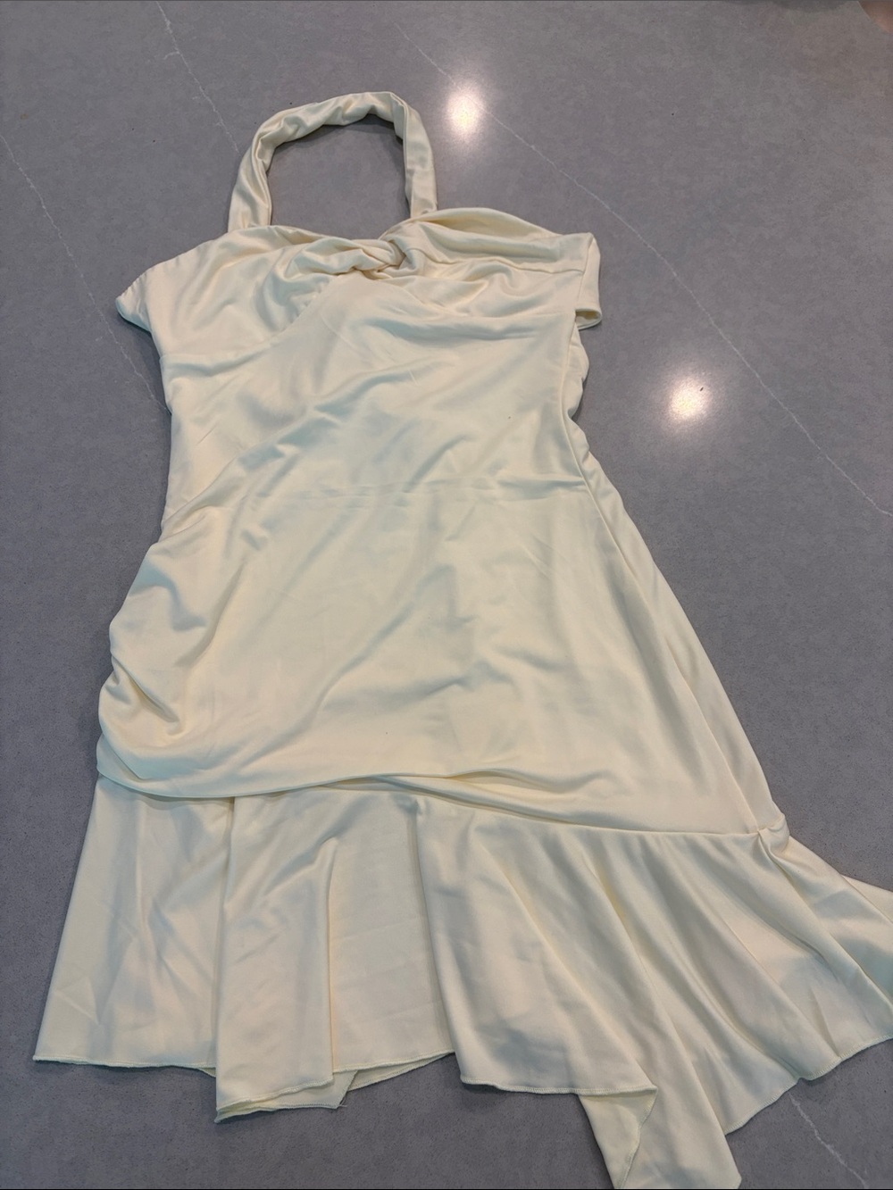 Peppermayo Pale Yellow Halter Mini Dress